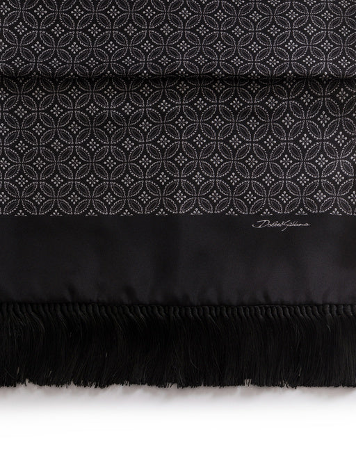 SILK JACQUARD SCARF WITH FRINGING