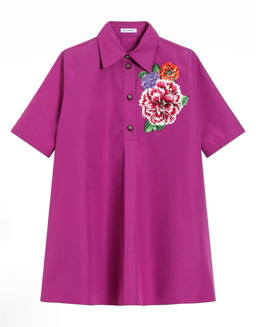 COTTON POPLIN DRESS WITH PATCH