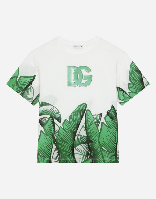 JERSEY T-SHIRT WITH BANANA-TREE DG LOGO PRINT