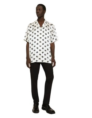 SILK HAWAIIAN SHIRT WITH DG MONOGRAM PRINT
