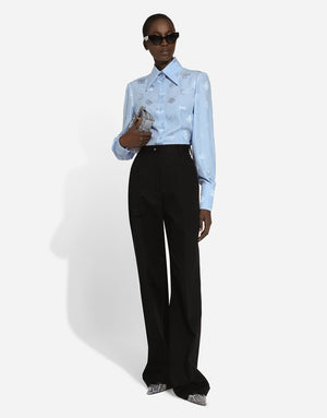 SILK JACQUARD SHIRT WITH ALL-OVER DG LOGO