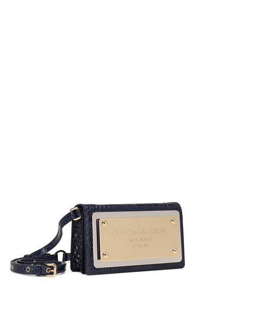 CROCODILE-PRINT CALFSKIN CELL PHONE BAG