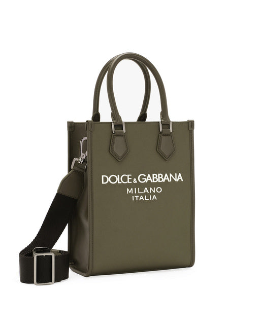 SMALL NYLON BAG WITH RUBBERIZED LOGO