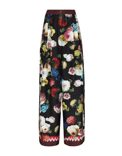 TWILL PAJAMA PANTS WITH NOCTURNAL FLOWER PRINT