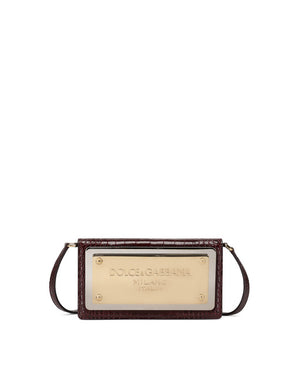 CROCODILE-PRINT CALFSKIN CELL PHONE BAG