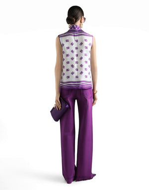 DG LOGO ALL-OVER SILK TWILL TOP