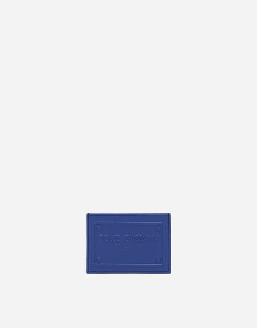CALFSKIN CARD HOLDER WITH RAISED LOGO