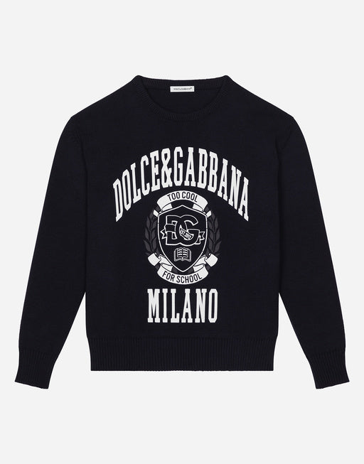 COTTON PULLOVER WITH DOLCE&GABBANA LOGO