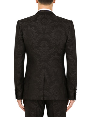 JACQUARD SICILIA-FIT SUIT WITH SATIN PIPING