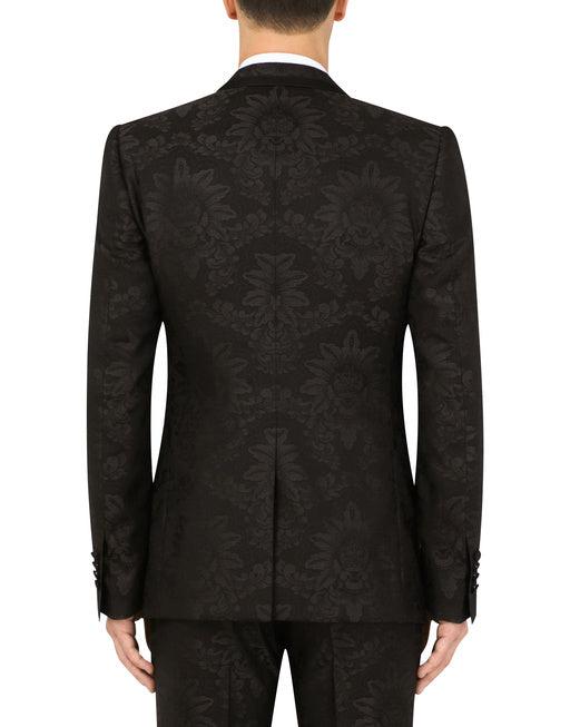 JACQUARD SICILIA-FIT SUIT WITH SATIN PIPING