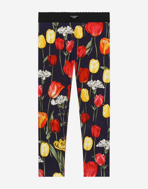 INTERLOCK LEGGINGS WITH TULIP PRINT