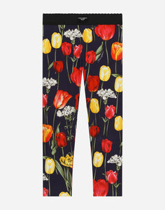 INTERLOCK LEGGINGS WITH TULIP PRINT