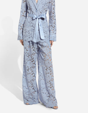 FLARED FLORAL CORDONETTO LACE PANTS WITH DG LOGO