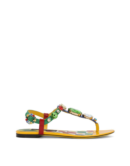 PATENT LEATHER THONG SANDALS