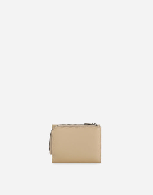 CALFSKIN FRENCH FLAP WALLET WITH LOGO