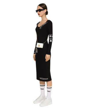 LONG-SLEEVED SPANDEX JERSEY MIDI DRESS DGVIB3