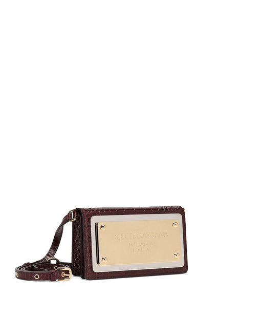 CROCODILE-PRINT CALFSKIN CELL PHONE BAG