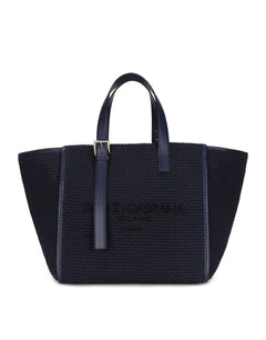 WOVEN COTTON ROPE SHOPPER WITH LOGO EMBROIDERY