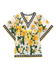 BATISTE CAFTAN WITH YELLOW ROSE PRINT