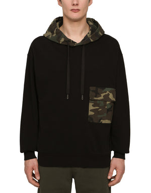 JERSEY HOODIE WITH CAMOUFLAGE DETAILS