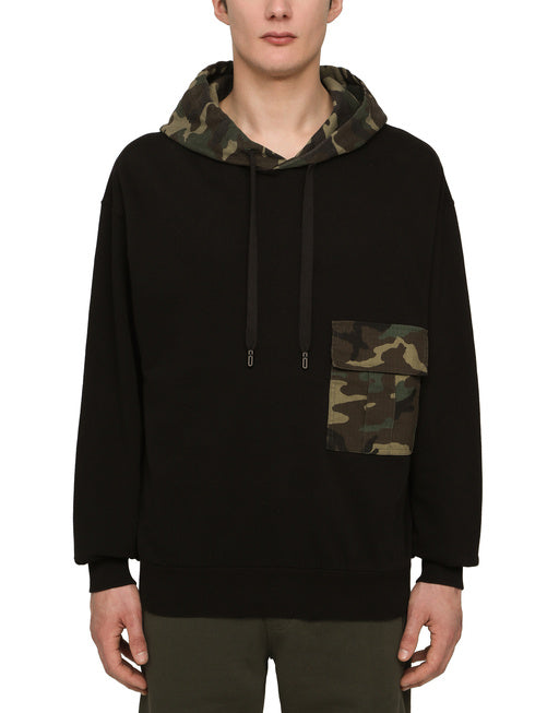 JERSEY HOODIE WITH CAMOUFLAGE DETAILS