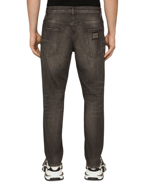 WASHED STRETCH DENIM LOOSE JEANS