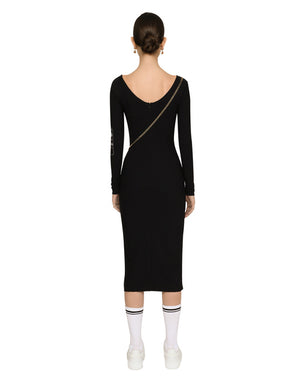 LONG-SLEEVED SPANDEX JERSEY MIDI DRESS DGVIB3