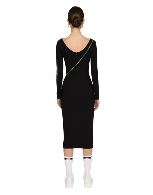 LONG-SLEEVED SPANDEX JERSEY MIDI DRESS DGVIB3