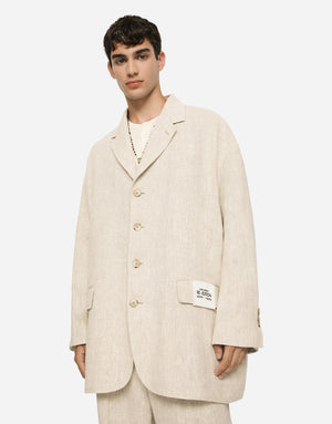 OVERSIZE SINGLE-BREASTED LINEN AND VISCOSE JACKET