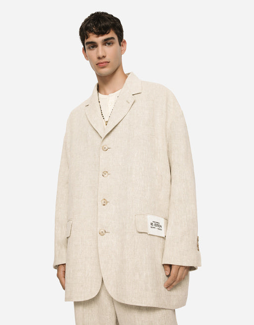 OVERSIZE SINGLE-BREASTED LINEN AND VISCOSE JACKET
