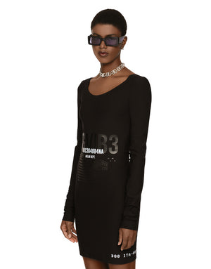 LONG-SLEEVED SPANDEX JERSEY MIDI DRESS DGVIB3