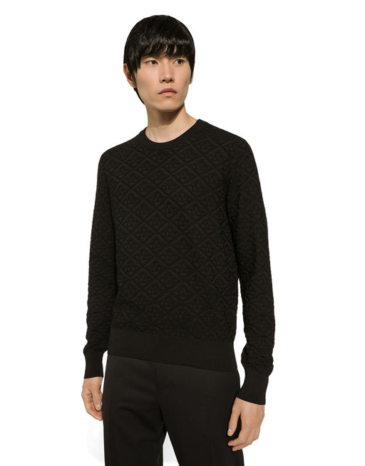 CREW NECK SILK SWEATER WITH ALLOVER DG LOGO