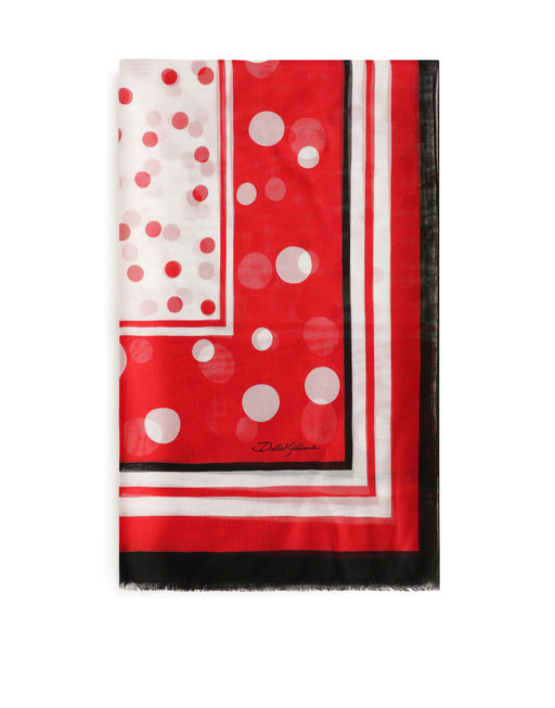SILK SCARF WITH POLKA-DOT PRINT: 135 X 200CM - 53 X 78 INCHES
