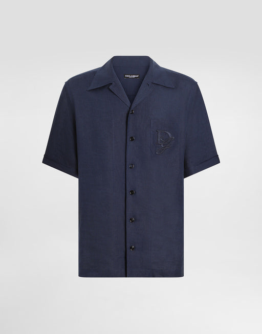LINEN SHIRT WITH LOGO EMBROIDERY