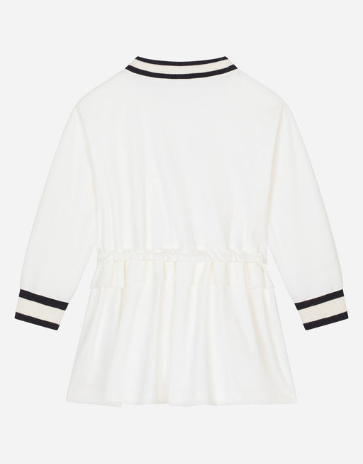 SHORT INTERLOCK DRESS WITH LOGO PATCH EMBELLISHMENT