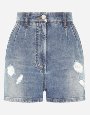 DENIM SHORTS WITH RIPPED DETAILS
