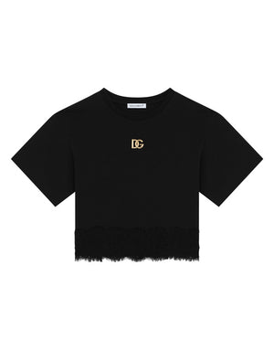 CROPPED INTERLOCK T-SHIRT WITH DG LOGO
