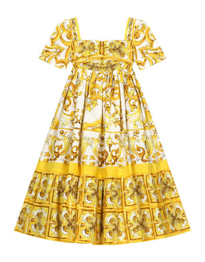 POPLIN DRESS WITH YELLOW MAJOLICA PRINT