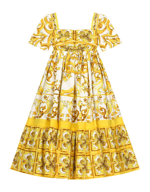 POPLIN DRESS WITH YELLOW MAJOLICA PRINT