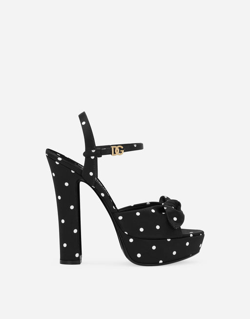 PRINTED SATIN PLATFORM SANDALS