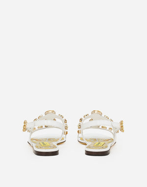 PATENT LEATHER SANDALS WITH STONE EMBELLISHMENT