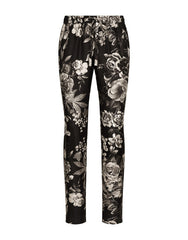 SILK TWILL JOGGING PANTS WITH FLORAL PRINT