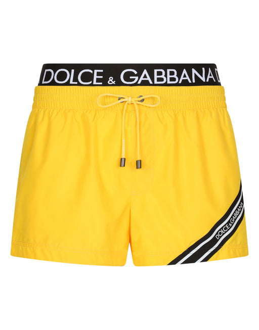 SHORT SWIM TRUNKS WITH BRANDED BAND
