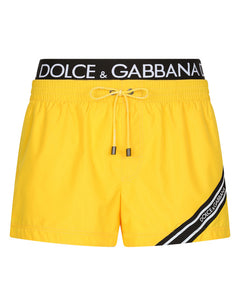SHORT SWIM TRUNKS WITH BRANDED BAND