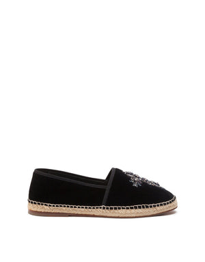 VELVET ESPADRILLES WITH ROPE SOLE AND CROSS EMBROIDERY