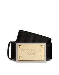 CALFSKIN BELT WITH BRANDED TAG