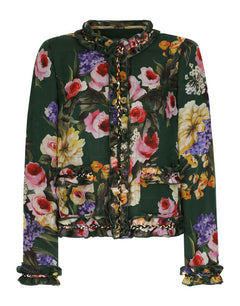 GARDEN-PRINT CHIFFON JACKET