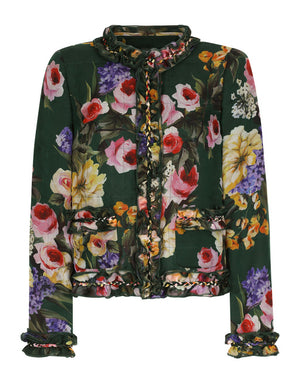 GARDEN-PRINT CHIFFON JACKET