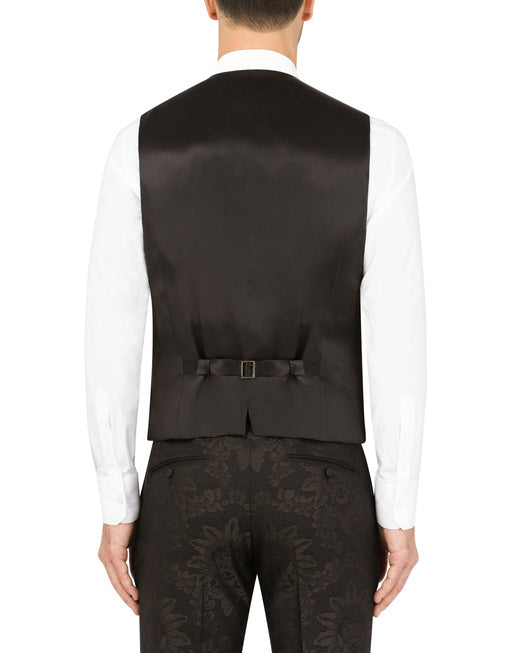 JACQUARD SICILIA-FIT SUIT WITH SATIN PIPING