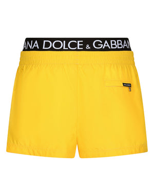 SHORT SWIM TRUNKS WITH BRANDED BAND